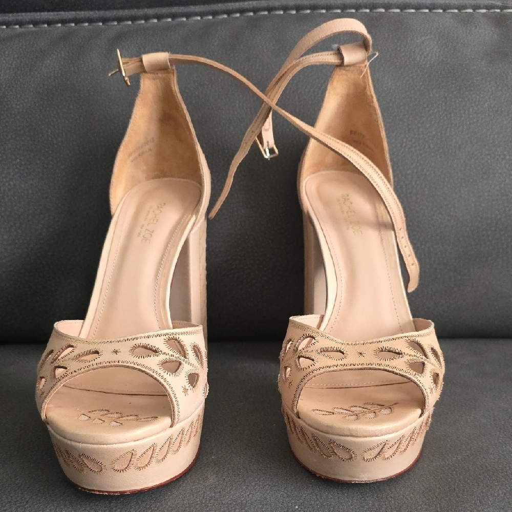 Rachel Zoe Nude Blush Platform Sandals with Ankle Strap
